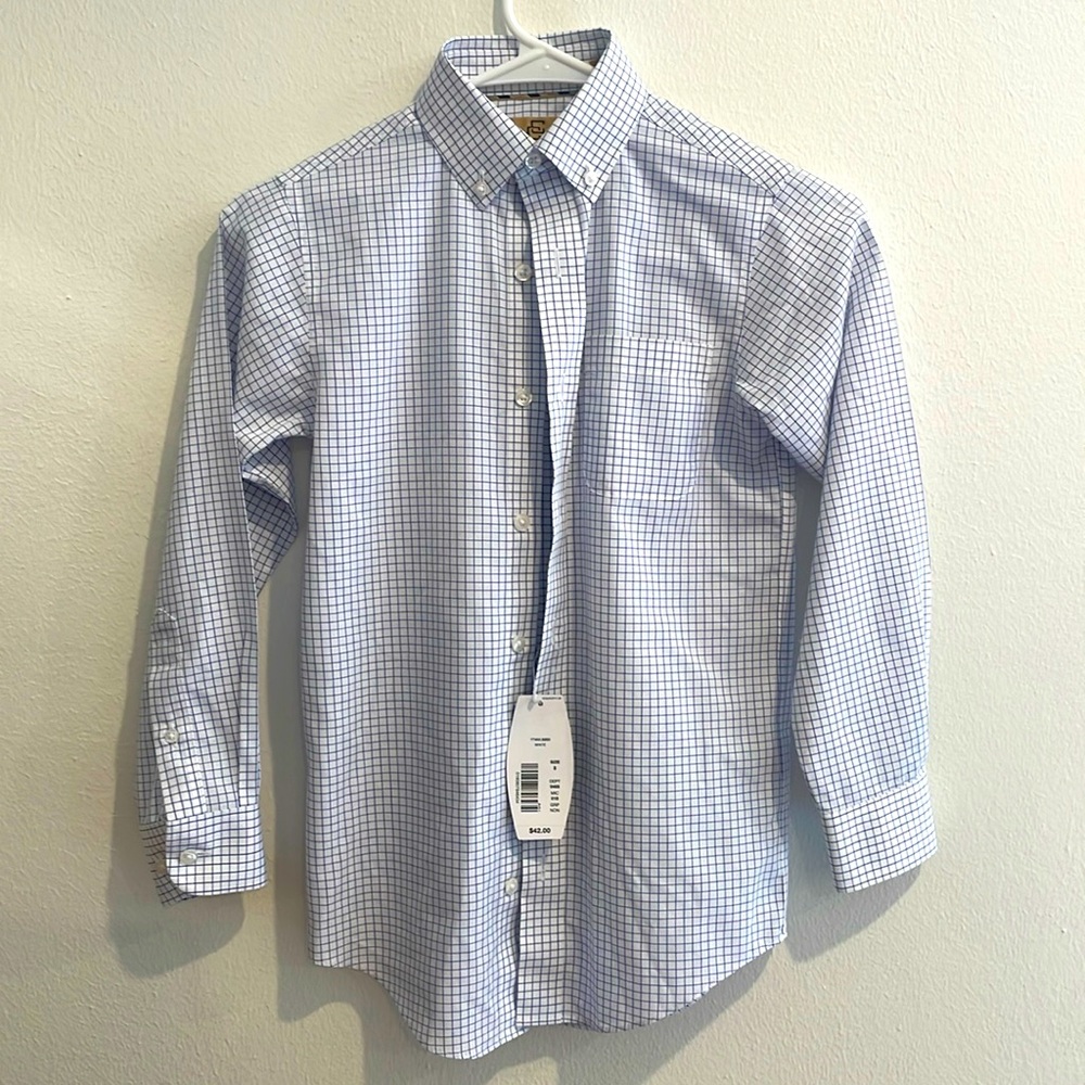 Class Club Boys Blue and White Check Button-Down Shirt